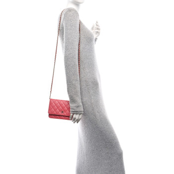 CHANEL Caviar Quilted Wallet on Chain WOC Pink
