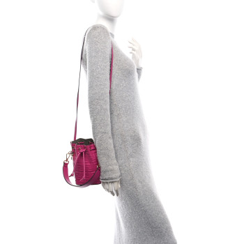 FENDI Vitello Liberty F is Fendi FF 1974 Embossed Mini Mon Tresor Bucket Bag Ciclamino Pilar