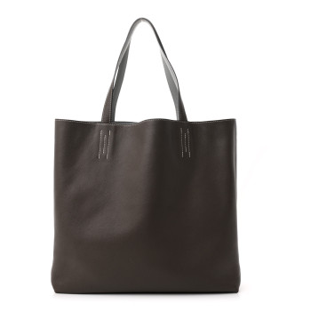 HERMES Taurillon Clemence Evercolor Double Sens 36 Reversible Tote Etain Bleu Glacier