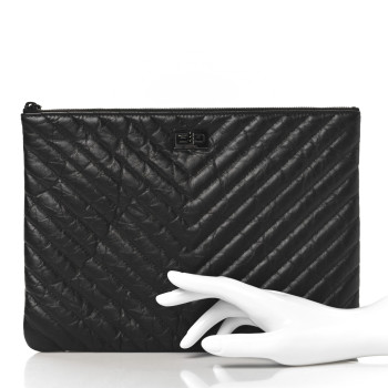 CHANEL Aged Calfskin Chevron Quilted Reissue 2.55 Medium Cosmetic Case So Black