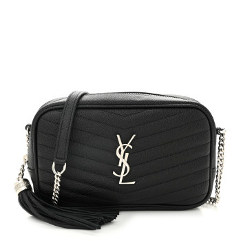 SAINT LAURENT Grain De Poudre Matelasse Monogram Mini Lou Camera Bag Black