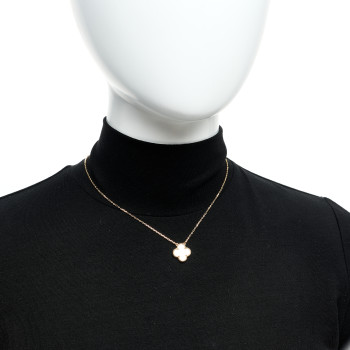 VAN CLEEF & ARPELS 18K Yellow Gold Mother of Pearl Vintage Alhambra Pendant Necklace