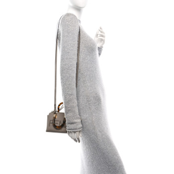 FENDI Vitello King Plexiglass Logo Embossed Mini By The Way Top Handle Boston Bag Tortora
