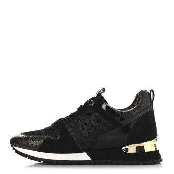 LOUIS VUITTON Suede Monogram Run Away Sneakers 42 Black