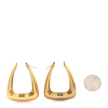 CHRISTIAN DIOR Metal DIOR Hoop Earrings Gold