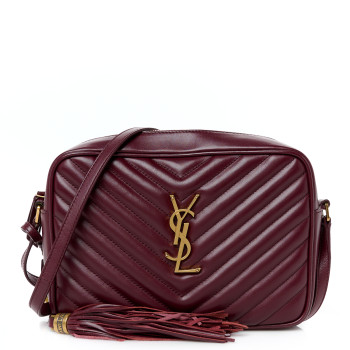 SAINT LAURENT Calfskin Matelasse Monogram Lou Camera Bag Dark Legion Red