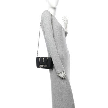 ALEXANDER MCQUEEN Calfskin Small Slash Bag Black White