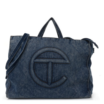 TELFAR Denim Large Shopping Bag Blue