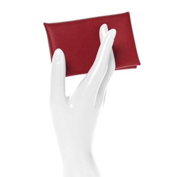HERMES Epsom Calvi Duo Card Case Rubis