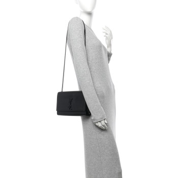 SAINT LAURENT Grain De Poudre Medium Classic Monogram Monochrome Kate Satchel Black