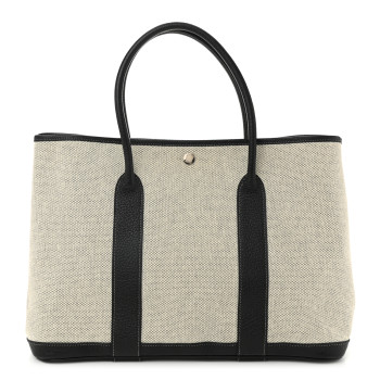 HERMES Toile Negonda Garden Party 36 MM Tote Black Ecru