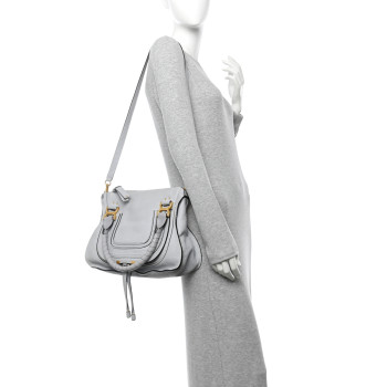 CHLOE Calfskin Medium Marcie Satchel Light Cloud