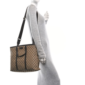 GUCCI GG Monogram Large Joy Tote Bag Dark Brown