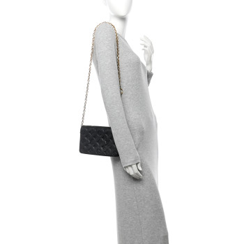 LOUIS VUITTON Lambskin Embossed Monogram Pochette Coussin Black