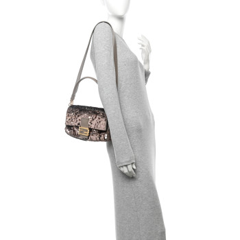 FENDI Sequin Paillettes Vitello Grace Sex and the City Baguette Tortora