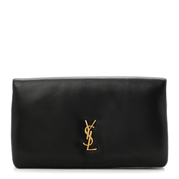 SAINT LAURENT Lambskin Large Calypso Bi-Fold Wallet Black