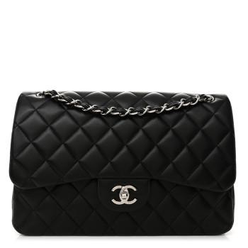 CHANEL Lambskin Quilted Jumbo Double Flap Black