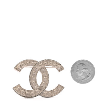 CHANEL Baguette Crystal CC Brooch Silver Black