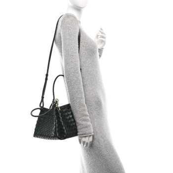 BOTTEGA VENETA Nappa Intrecciato Small Parachute Shoulder Bag Black