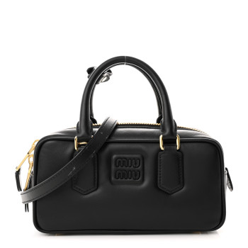 MIU MIU Calfskin Regular Arcadie Top Handle Bag Black