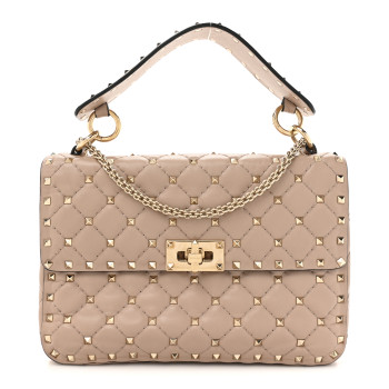 VALENTINO GARAVANI Nappa Medium Rockstud Spike Shoulder Bag Poudre