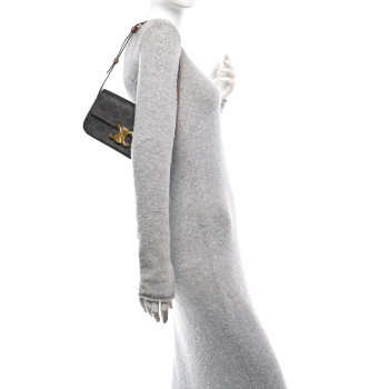 CELINE Canvas Calfskin Triomphe Shoulder Bag Tan