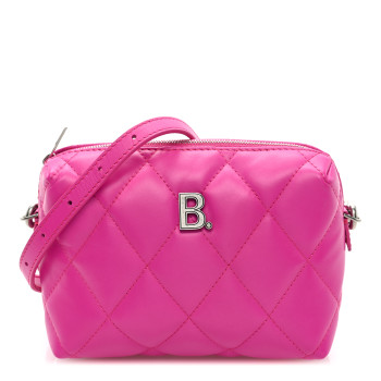 BALENCIAGA Nappa Calfskin Quilted XS Touch B Camera Shoulder Bag Fuchsia
