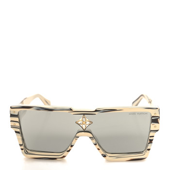 LOUIS VUITTON Acetate Swarovski Crystal Zebra Cyclone Sunglasses Z1643E Ivory