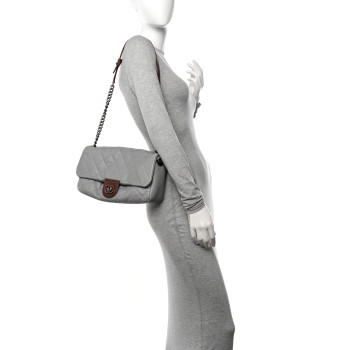 CHANEL Calfskin Large Country Chic Flap Grey