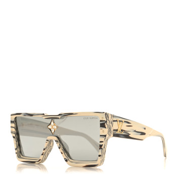 LOUIS VUITTON Acetate Swarovski Crystal Zebra Cyclone Sunglasses Z1643E Ivory