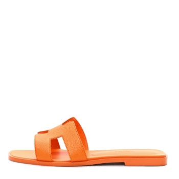 HERMES Epsom Oran Sandals 38.5 Orange Sunset