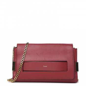 CHLOE Lambskin Medium Elle Chain Clutch Red