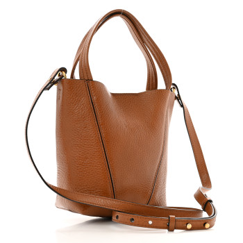 CHLOE Grained Calfskin Small Spin Tote Clay Brown
