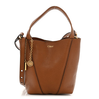 CHLOE Grained Calfskin Small Spin Tote Clay Brown