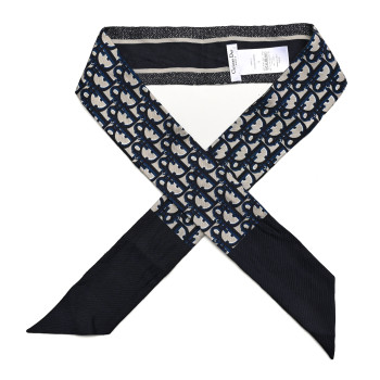 CHRISTIAN DIOR Silk Oblique Mitzah Scarf Blue