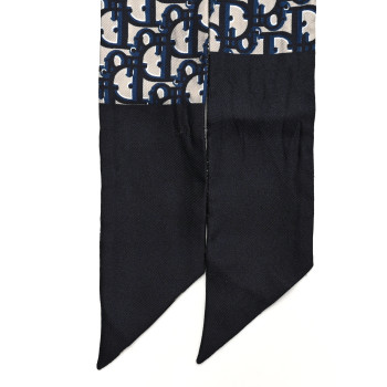 CHRISTIAN DIOR Silk Oblique Mitzah Scarf Blue