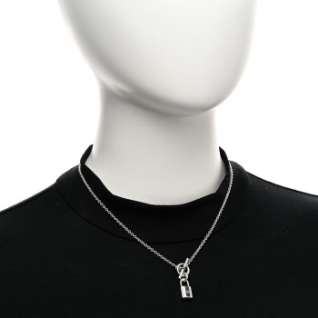 HERMES Sterling Silver Cadenas Kelly Lock Pendant Necklace