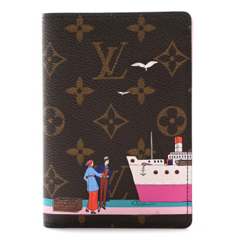 LOUIS VUITTON Monogram 2016 Christmas Animation Passport Cover Rose Ballerine