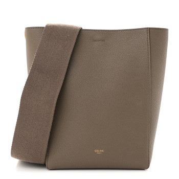 CELINE Soft Grained Calfskin Small Sangle Bucket Bag Taupe
