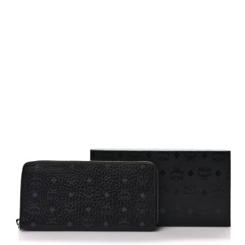 小物 MCM Visetos pattern Long wallet Black MCM Visetos Large Zip Around Wallet Black 1316328 | FASHIONPHILE