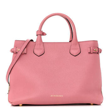 BURBERRY Grainy Calfskin House Check Medium Banner Tote Mauve Pink