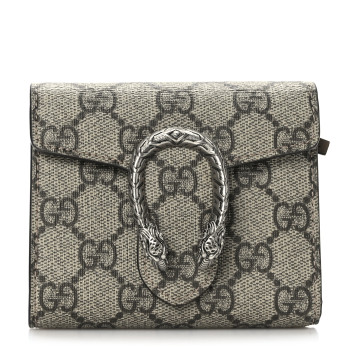 GUCCI GG Supreme Monogram Dionysus Card Case Wallet Beige Taupe