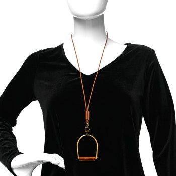 HERMES Barenia Heritage Equestre Pendant Necklace Gold