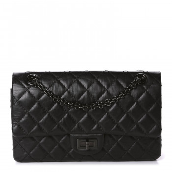 CHANEL Aged Calfskin Quilted 2.55 Reissue 225 Flap So Black