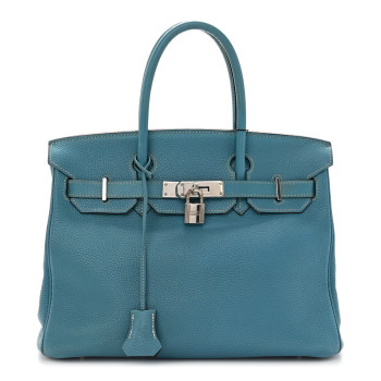 HERMES Togo Birkin 30 Blue Jean