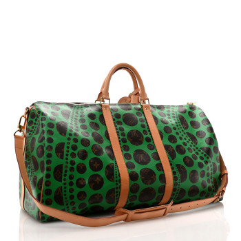 LOUIS VUITTON Monogram Kusama Pumpkin Dots Keepall Bandouliere 55 Green LOUIS VUITTON Monogram Kusama Pumpkin Dots Keepall Bandouliere 55 Green