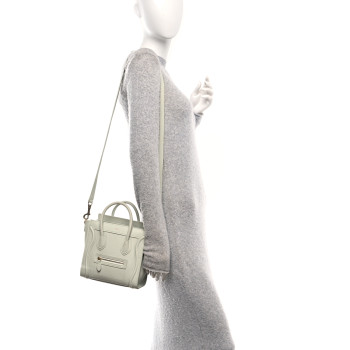 CELINE Drummed Calfskin Nano Luggage Vert D'eau