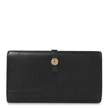 CHANEL Grained Calfskin CC Button Long Wallet Black