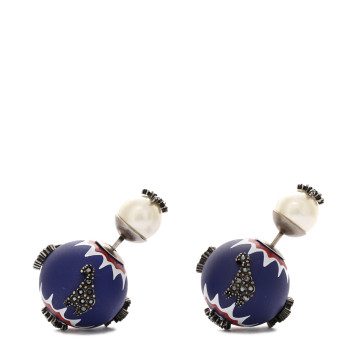 CHRISTIAN DIOR Crystal Mise En Dior Tribal Earrings Matte Blue
