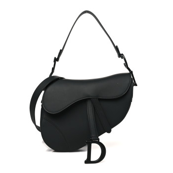 CHRISTIAN DIOR Ultra Matte Calfskin Saddle Bag With Strap Black